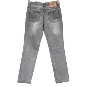 West 49 Jeans Straight Leg Women Size 28 Gray Faded Wing Logo Denim Pants